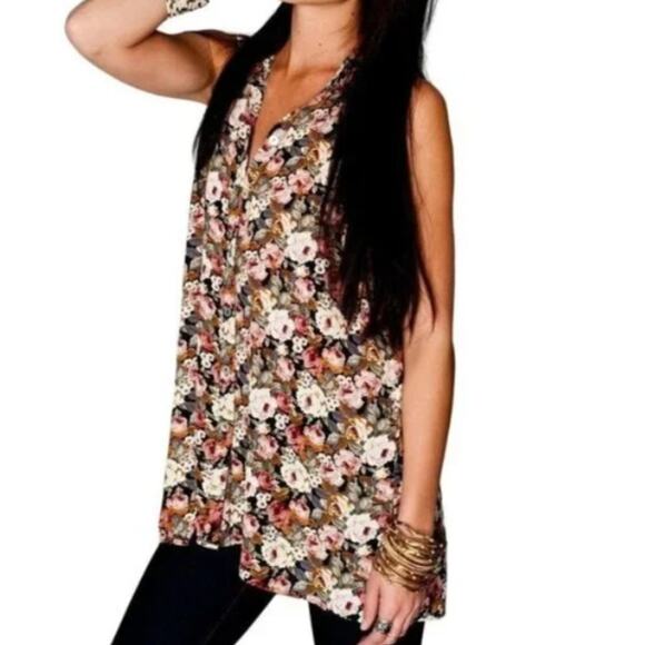 SHOW ME YOUR MUMU Caz Floral Top Small S Button Down Sleeveless - Picture 2 of 5